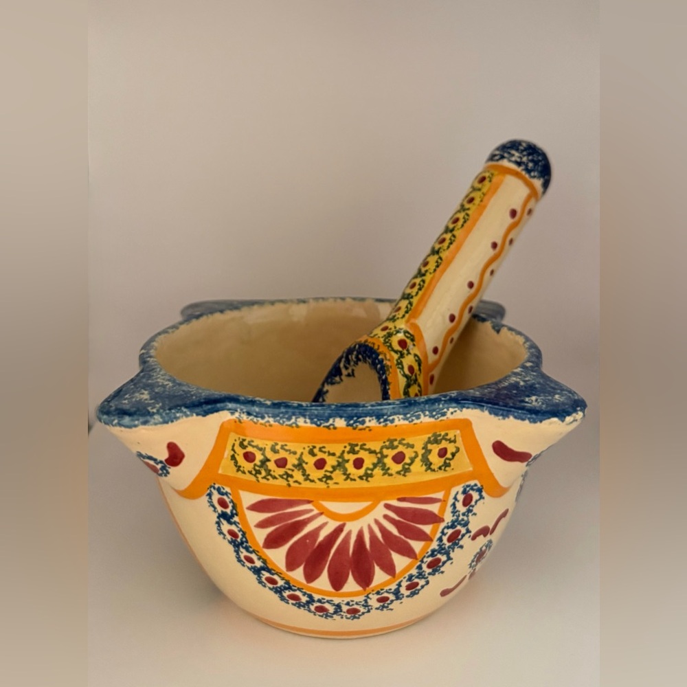 Quimper — Vibrant Bowl and Spoon Set By The Famous Maker of French Ceramics